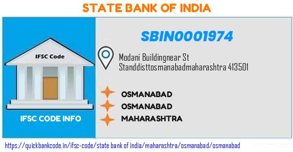 State Bank of India Osmanabad SBIN0001974 IFSC Code
