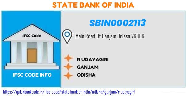 State Bank of India R Udayagiri SBIN0002113 IFSC Code