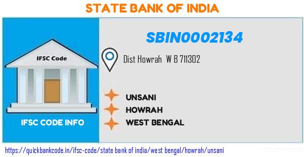 State Bank of India Unsani SBIN0002134 IFSC Code