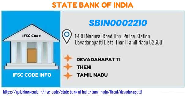 State Bank of India Devadanapatti SBIN0002210 IFSC Code
