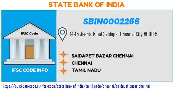 State Bank of India Saidapet Bazar Chennai SBIN0002266 IFSC Code