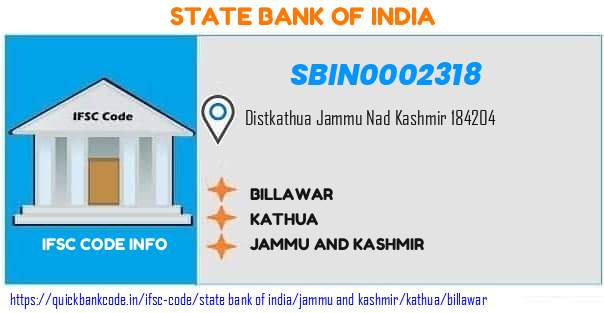 State Bank of India Billawar SBIN0002318 IFSC Code