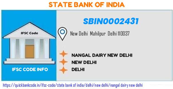 SBIN0002431 State Bank of India. NANGAL DAIRY, NEW DELHI