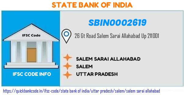State Bank of India Salem Sarai Allahabad SBIN0002619 IFSC Code