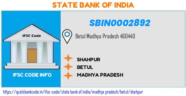 State Bank of India Shahpur SBIN0002892 IFSC Code