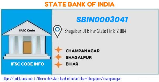 SBIN0003041 State Bank of India. CHAMPANAGAR