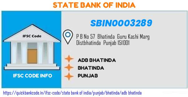 State Bank of India Adb Bhatinda SBIN0003289 IFSC Code