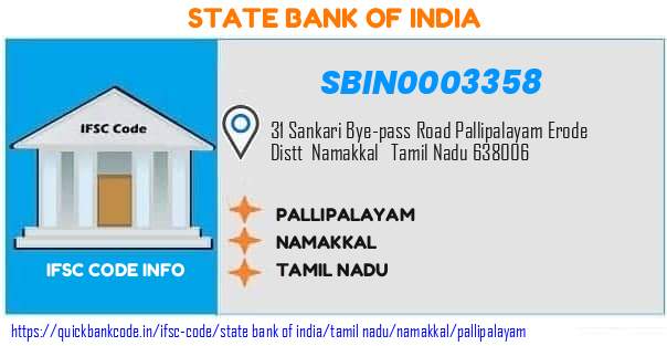 State Bank of India Pallipalayam SBIN0003358 IFSC Code