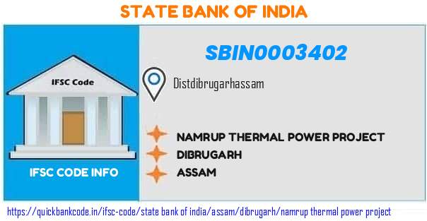 State Bank of India Namrup Thermal Power Project SBIN0003402 IFSC Code