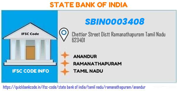 State Bank of India Anandur SBIN0003408 IFSC Code