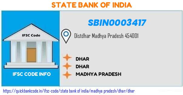 State Bank of India Dhar SBIN0003417 IFSC Code