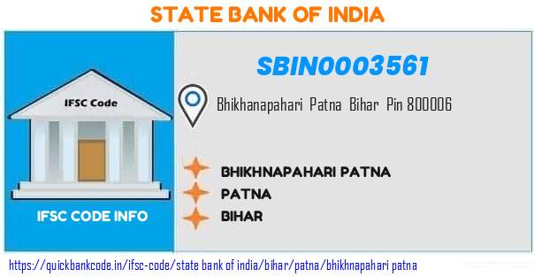 State Bank of India Bhikhnapahari Patna SBIN0003561 IFSC Code
