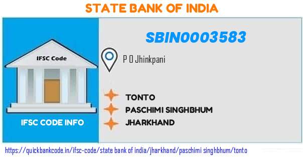 State Bank of India Tonto SBIN0003583 IFSC Code