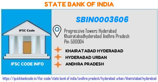 State Bank of India Khairatabad Hyderabad SBIN0003606 IFSC Code