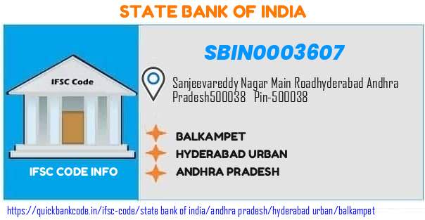 State Bank of India Balkampet SBIN0003607 IFSC Code