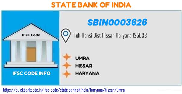 State Bank of India Umra SBIN0003626 IFSC Code