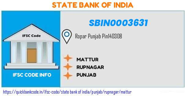 State Bank of India Mattur SBIN0003631 IFSC Code