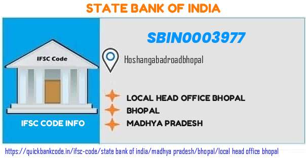 SBIN0003977 State Bank of India. LOCAL HEAD OFFICE, BHOPAL