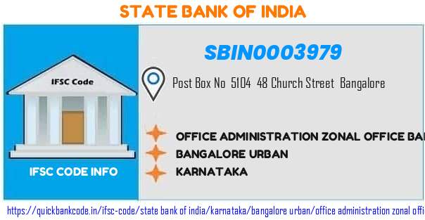 State Bank of India Office Administration Zonal Office Bangalore SBIN0003979 IFSC Code