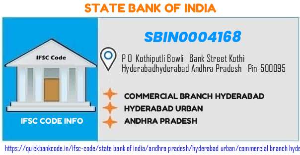 State Bank of India Commercial Branch Hyderabad SBIN0004168 IFSC Code