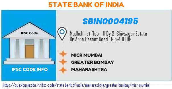 State Bank of India Micr Mumbai SBIN0004195 IFSC Code