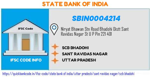 State Bank of India Scb Bhadohi SBIN0004214 IFSC Code