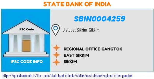 SBIN0004259 State Bank of India. REGIONAL OFFICE, GANGTOK