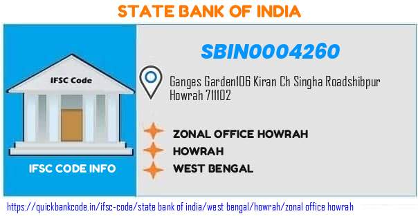 State Bank of India Zonal Office Howrah SBIN0004260 IFSC Code