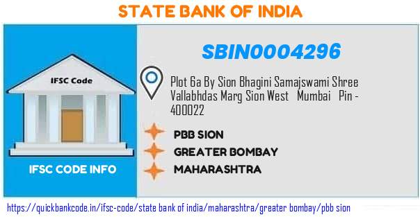 SBIN0004296 State Bank of India. PBB SION