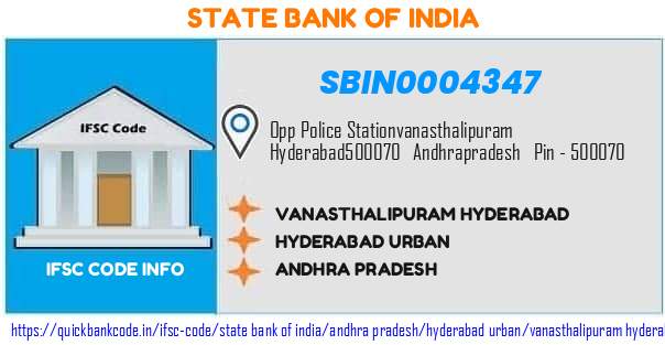 State Bank of India Vanasthalipuram Hyderabad SBIN0004347 IFSC Code