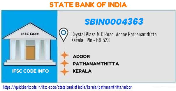 State Bank of India Adoor SBIN0004363 IFSC Code