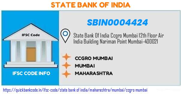 SBIN0004424 State Bank of India. CCGRO, MUMBAI