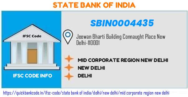 State Bank of India Mid Corporate Region New Delhi SBIN0004435 IFSC Code