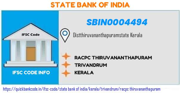 State Bank of India Racpc Thiruvananthapuram SBIN0004494 IFSC Code