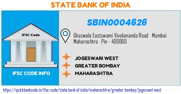State Bank of India Jogeswari West SBIN0004626 IFSC Code