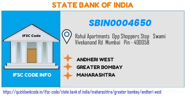 State Bank of India Andheri West SBIN0004650 IFSC Code