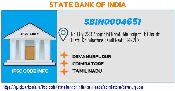 State Bank of India Devanurpudur SBIN0004651 IFSC Code