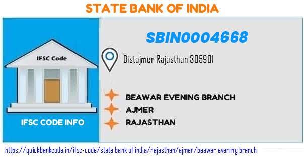 State Bank of India Beawar Evening Branch SBIN0004668 IFSC Code