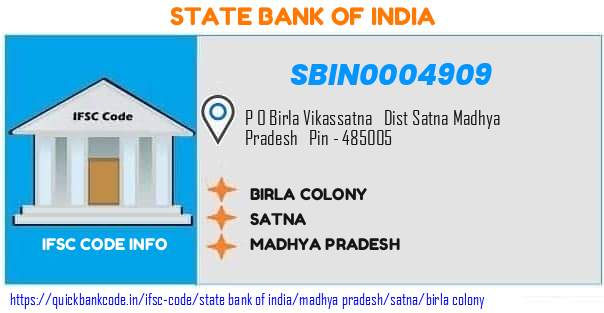 State Bank of India Birla Colony SBIN0004909 IFSC Code