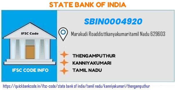State Bank of India Thengamputhur SBIN0004920 IFSC Code