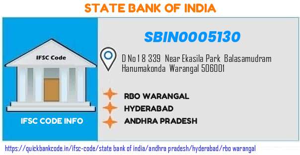 SBIN0005130 State Bank of India. RBO WARANGAL