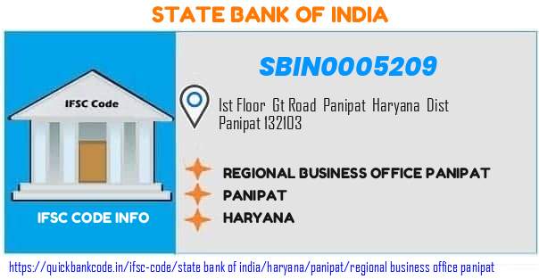 State Bank of India Regional Business Office Panipat SBIN0005209 IFSC Code