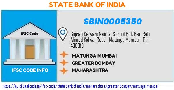 State Bank of India Matunga Mumbai SBIN0005350 IFSC Code
