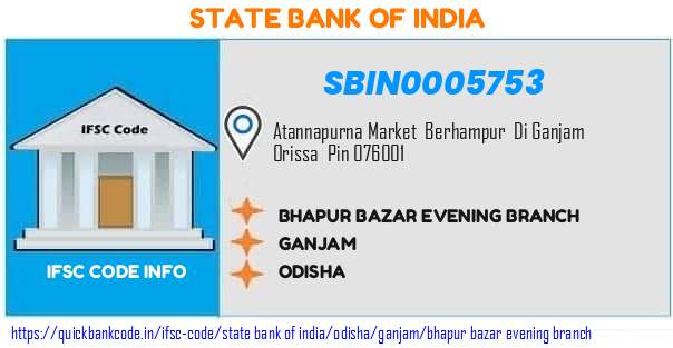 State Bank of India Bhapur Bazar Evening Branch SBIN0005753 IFSC Code