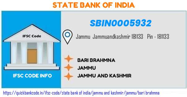 State Bank of India Bari Brahmna SBIN0005932 IFSC Code