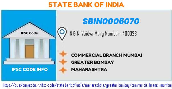 State Bank of India Commercial Branch Mumbai SBIN0006070 IFSC Code