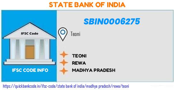 State Bank of India Teoni SBIN0006275 IFSC Code