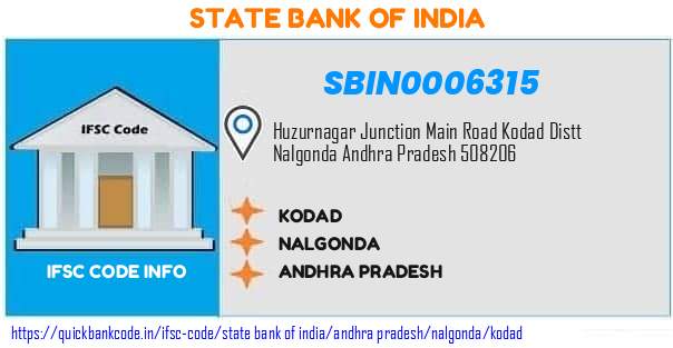 State Bank of India Kodad SBIN0006315 IFSC Code
