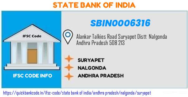 State Bank of India Suryapet SBIN0006316 IFSC Code