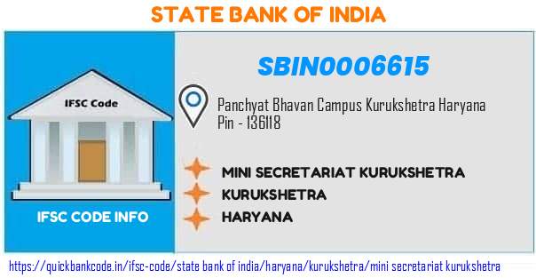 State Bank of India Mini Secretariat Kurukshetra SBIN0006615 IFSC Code